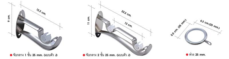 จับกลางสำหรับราวเหล็ก25มม 