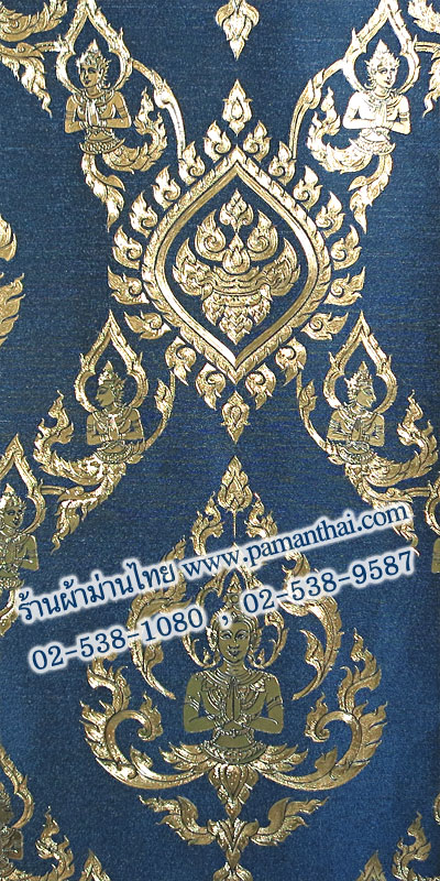 วอลเปเปอร์ลายไทย ลายเทพพนมสีน้ำเงิน
