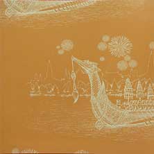 วอลล์เปเปอร์ลายไทย ลายเรือสุพรรณหงส์สีขาว รหัสJ206