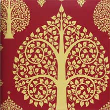 วอลล์เปเปอร์ลายไทย ลายต้นโพธิ์สีแดง รหัสj301