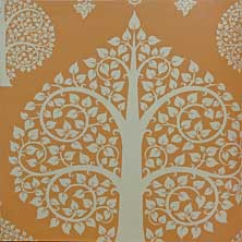 วอลล์เปเปอร์ลายไทย ลายต้นโพธิ์สีเหลือง รหัสj305