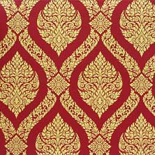 วอลล์เปเปอร์ลายไทย ลายพุ่มข้าวบิณสีแดง รหัสj501