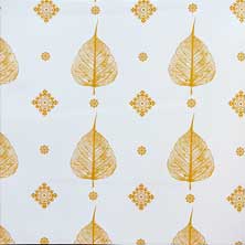 วอลล์เปเปอร์ลายไทย ลายใบโพธิ์สีขาว รหัสj903