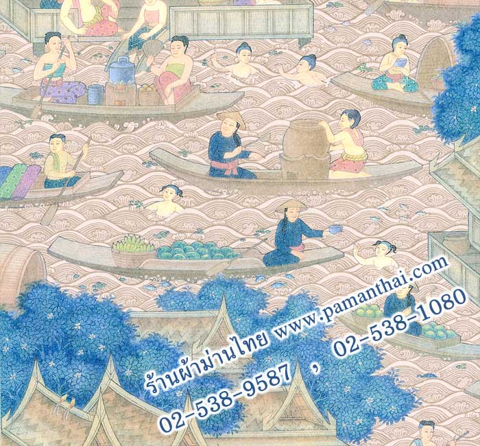 ลายตลาดน้ำสีน้ำตาล รหัส RAT-202